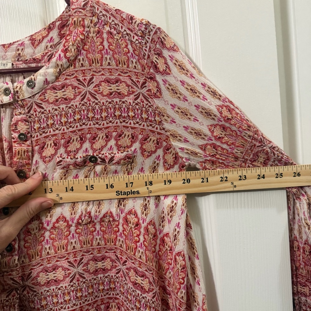 En Creme Women's Boho Floral Peasant Blouse Size Small Pink Long Sleeve‎ - Picture 7 of 7